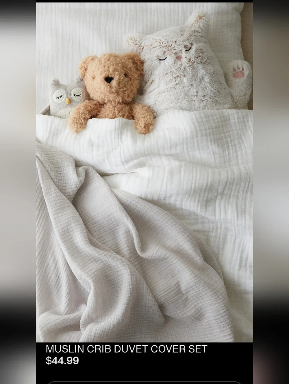 White Gauze Cotton Crib Bedding